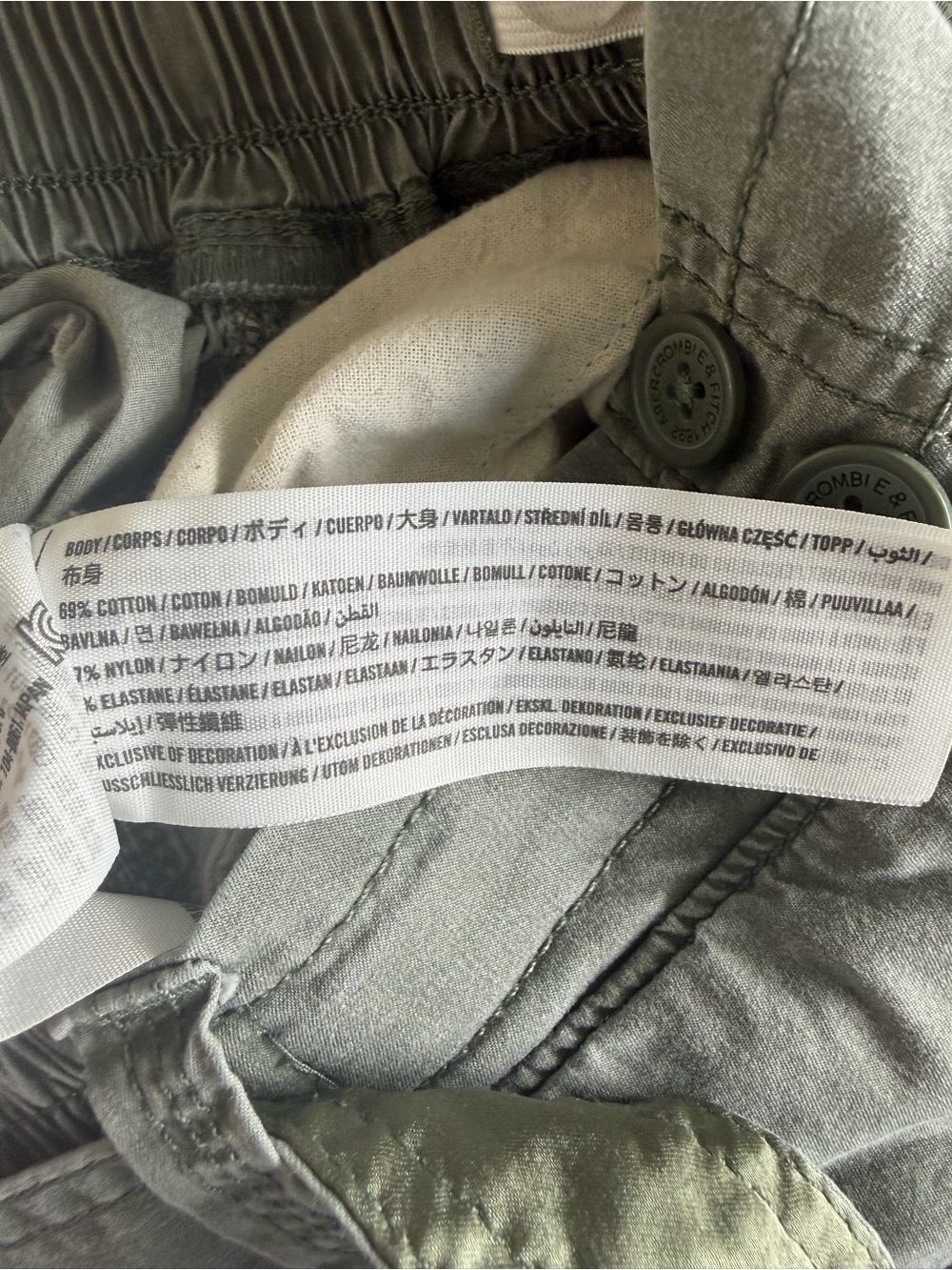 Abercrombie Kids Girls Olive Green Utility Cargo Pants Elastic Waist 7/8 - Picture 5 of 5